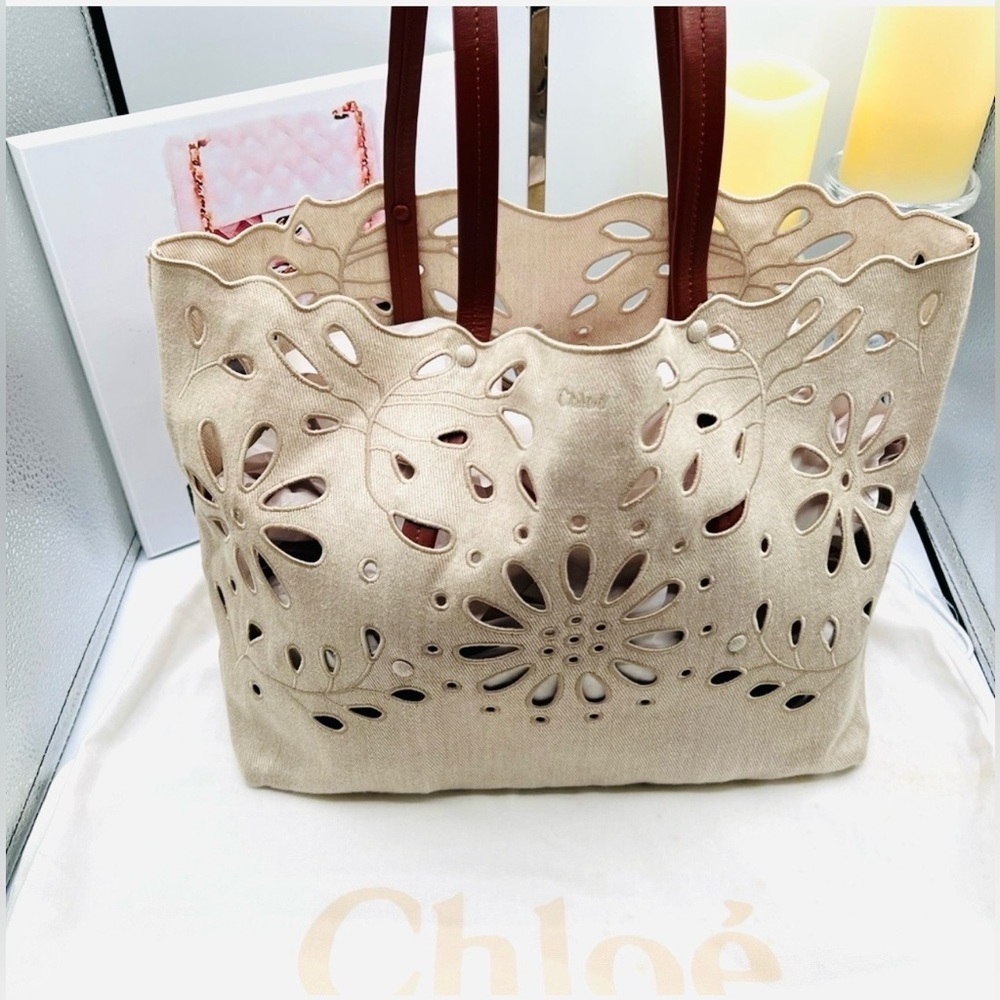 Chloé East-West Floral Linen Tote - EUC - Picture 4 of 15